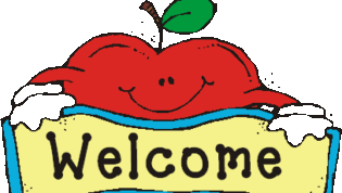 graphic of a red apple holding a welcome sign